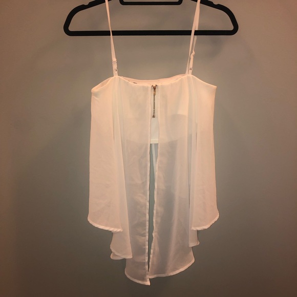 ✨Flowy White Chiffon Crop Top Size S ✨ - Picture 4 of 5